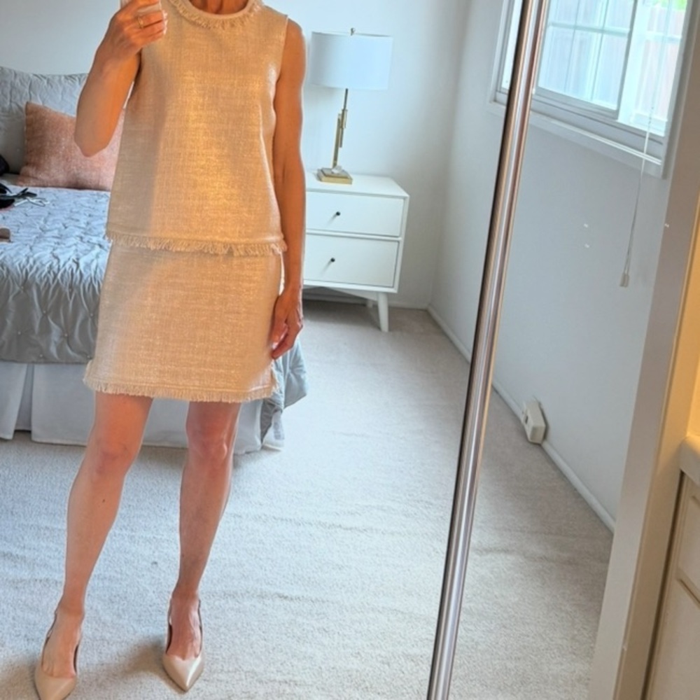 Kate Spade Iridescent Pink Tweed Mini Skirt and Top Set - Size 4